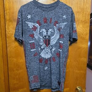 American Fighter Charcoal and Red Eagle Tee